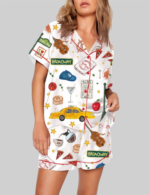New York Travel Short Sleeve Pajama Set 1