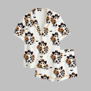Cowboy Ghost Western Halloween Sunflower Spooky Fall Pajama Set 1