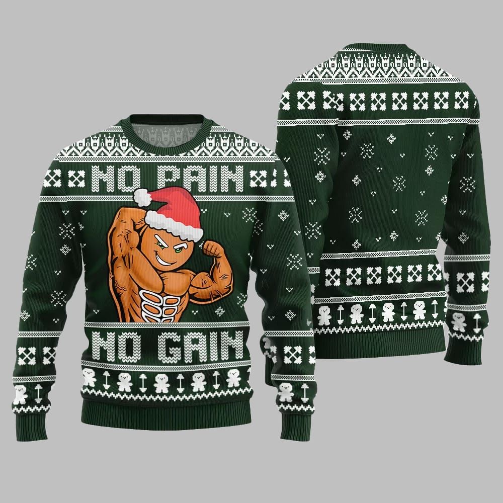 No Pain No Gain Ugly Sweater Christmas 2025 1 No Pain No Gain Ugly Sweater Christmas 2025 1