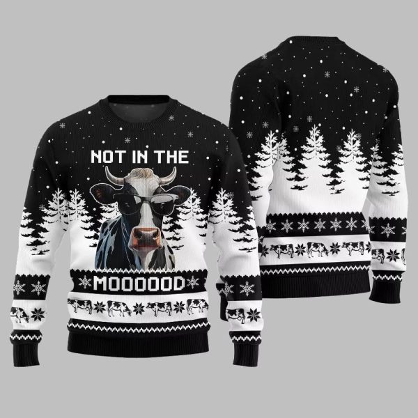 Not In The Mood Cow Ugly Sweater Christmas 2025 2