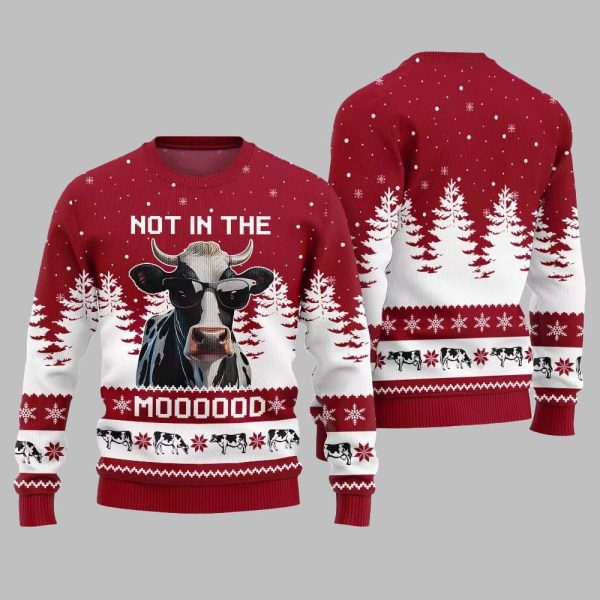 Not In The Mood Cow Ugly Sweater Christmas 2025 4