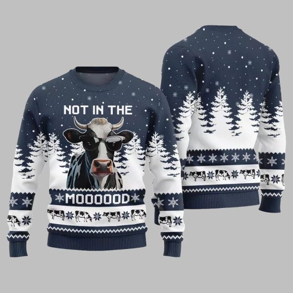 Not In The Mood Cow Ugly Sweater Christmas 2025 5