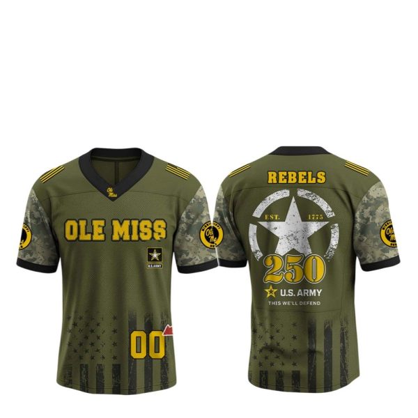 Ole Miss Rebels 250 US ARMY Jersey 2025 1 2