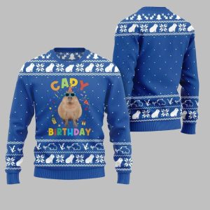 2025 Christmas Capy Birthday Ugly Christmas Sweater 1