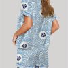 Overlapping Camellia Bright Blue Print Pajama Set 2