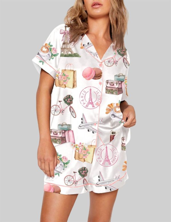 Paris France Girls Trip Family Vacation Summer Travel Pajama Set 1
