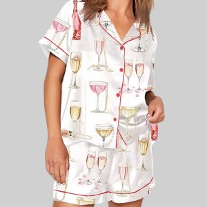 Pearls And Prosecco Bridal Shower Party Champagne Pajama Set 1