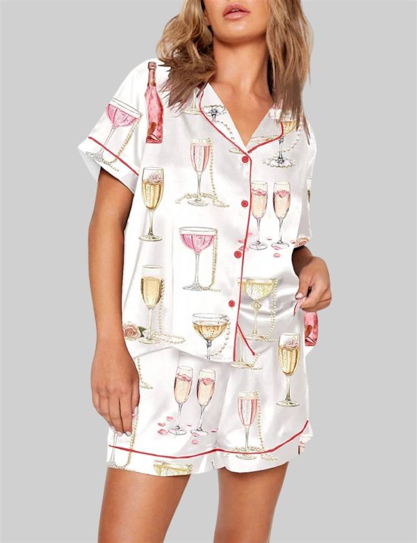 Pearls And Prosecco Bridal Shower Party Champagne Pajama Set 1