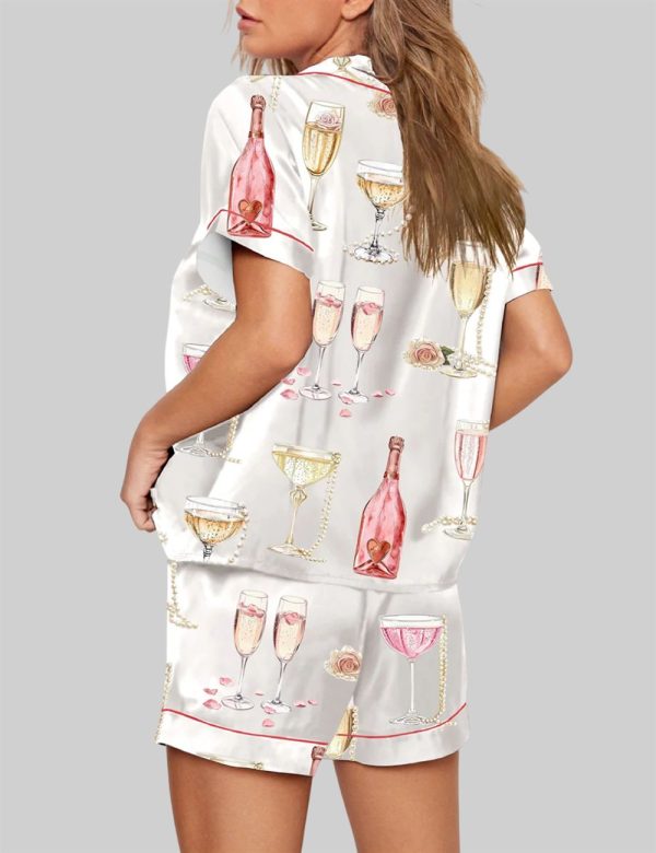 Pearls And Prosecco Bridal Shower Party Champagne Pajama Set 2
