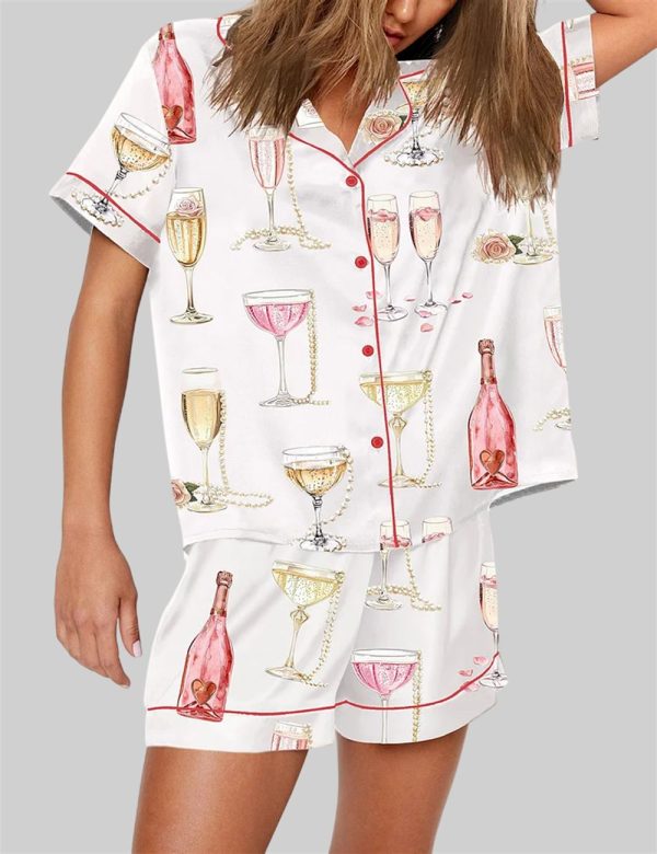 Pearls And Prosecco Bridal Shower Party Champagne Pajama Set 3