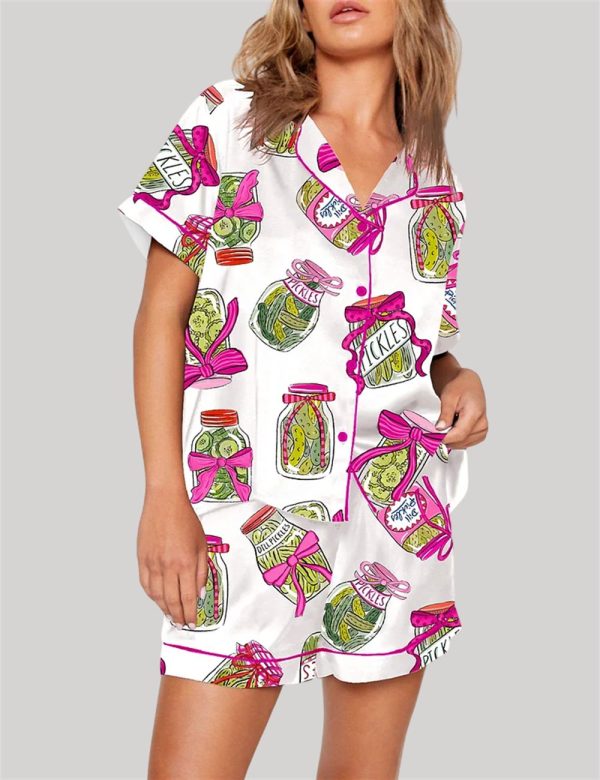 Pickle Lover Pink Bows Pajama Set 1