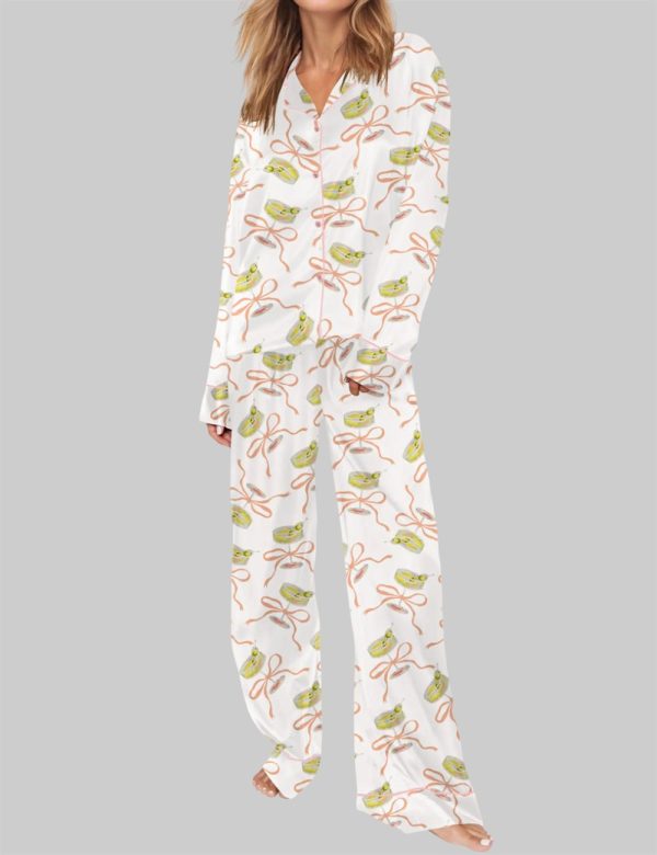 Pink Bow Martini Pajama Set For Women 2