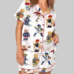 Polo Bear Preppy Teddy Bear Sports Bear Print Pajama Set