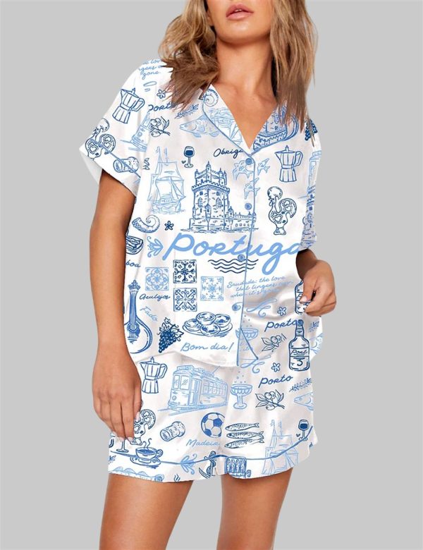 Portugal Whimsical Style Illustration Pajama Set 1