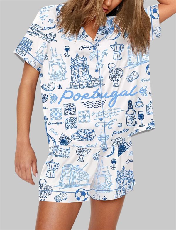 Portugal Whimsical Style Illustration Pajama Set 3