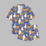 Preppy Halloween Ghost Autumn Pumpkin Toile De Juoy Fall Pajama Set