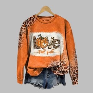2025 Halloween Women's Love Fall Y'all Print Casual Sweater