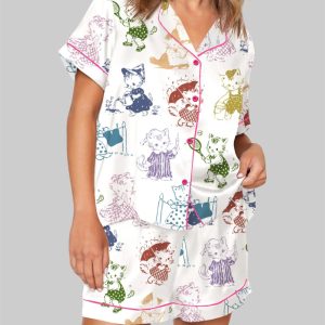 Retro Kitten Cute Pajama Set 1