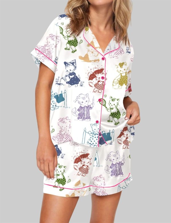 Retro Kitten Cute Pajama Set 1
