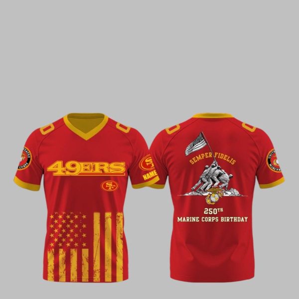 SF 49ers Semper Fidelis 250th Marine Corps Birthday Jersey 2025 1 1