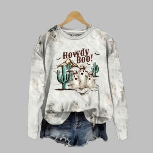 2025 Halloween Women's Western Howdy Boo Print Sweatshirt