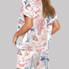 Salty But Sweet Retro Summer Coastal Beach Aesthetic Summer Cocktail Sea Food Lobster Pajama Set 3