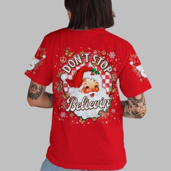 Santa Don't Stop Believin Shirt 2025 Christmas