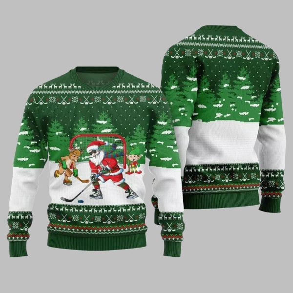 Santa Plays Hockey Ugly Sweater Christmas 2025 3