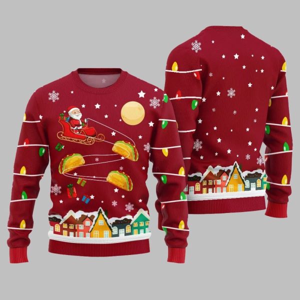 Santa Taco Sleigh Ugly Sweater Christmas 2025 3