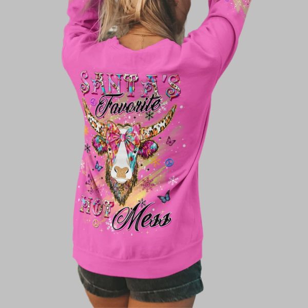 Santas Favorite Hot Mess Cow Shirt 2025 Christmas 3