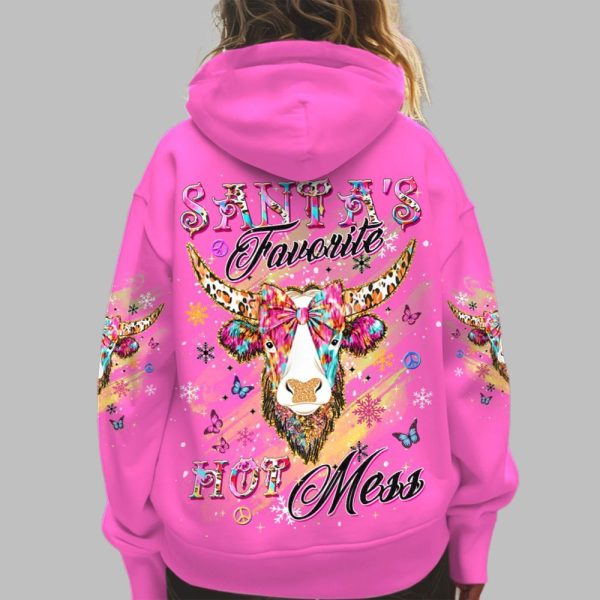 Santas Favorite Hot Mess Cow Shirt 2025 Christmas 4