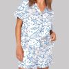 Shark Respect The Locals Hand Drawn Shark Summer Beach Travel Pajama Set 1