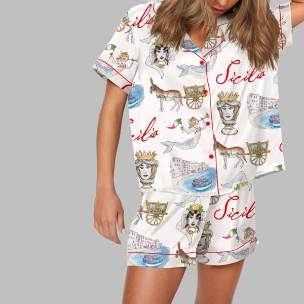 Sicily Italy Travel Pajama Set For Women 2