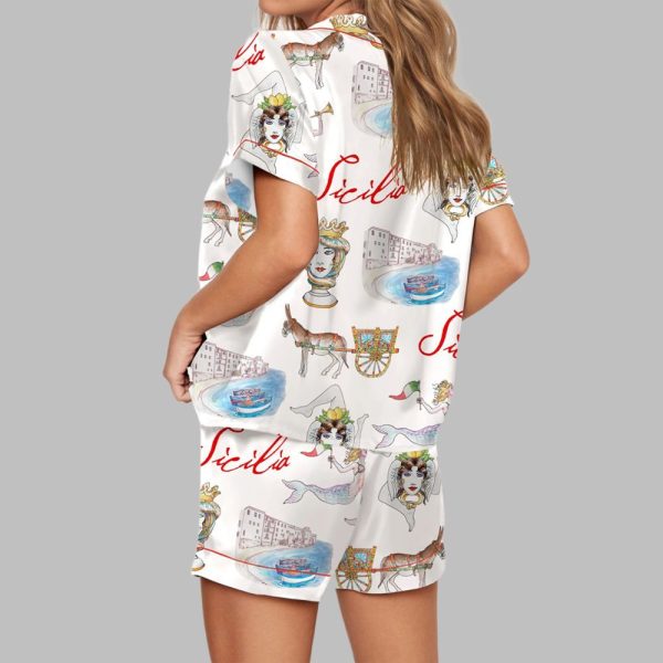 Sicily Italy Travel Pajama Set For Women 3