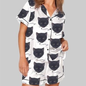 Smoking Cat Short Sleeve Pajama Set 1
