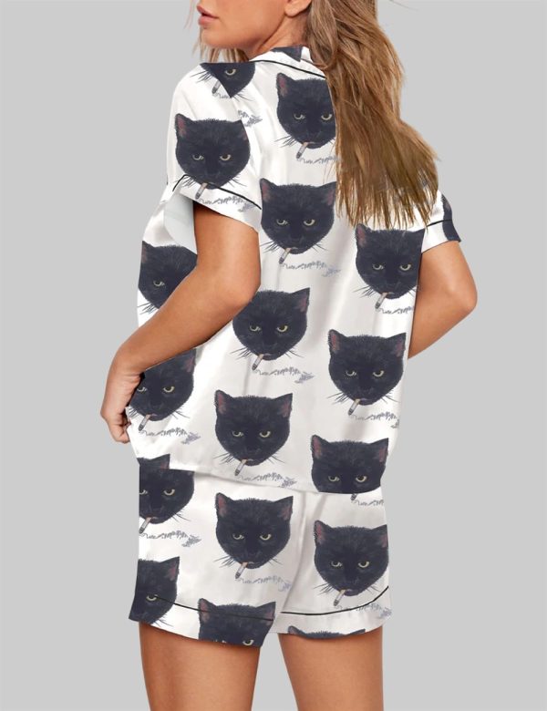 Smoking Cat Short Sleeve Pajama Set 3