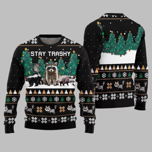 Stay Trashy Critter Ugly Sweater Christmas 2025 2