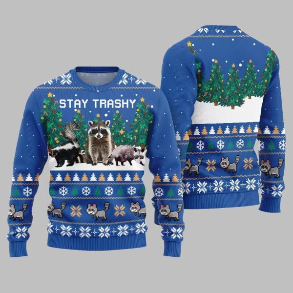 Stay Trashy Critter Ugly Sweater Christmas 2025 3