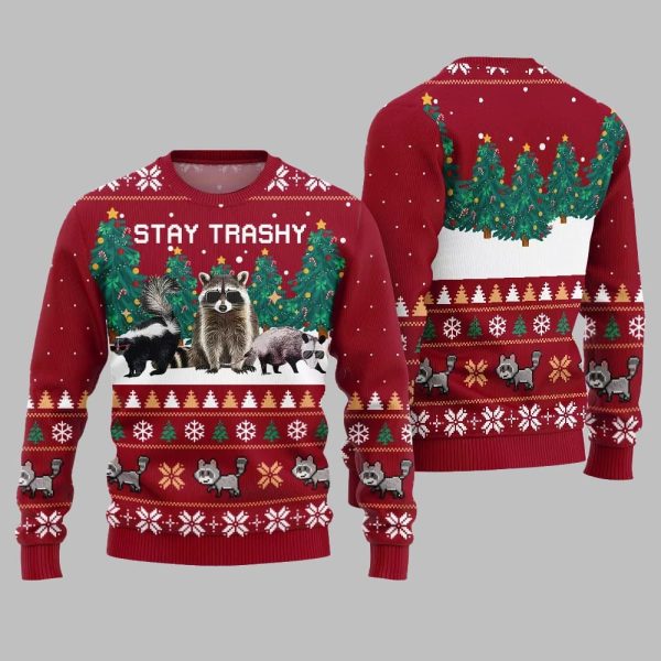 Stay Trashy Critter Ugly Sweater Christmas 2025 4