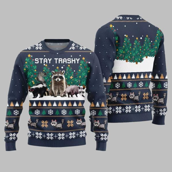 Stay Trashy Critter Ugly Sweater Christmas 2025 5