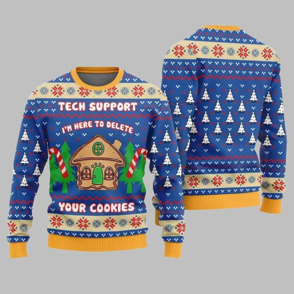 Tech Support Delete Your Cookies Ugly Sweater Christmas 2025 2