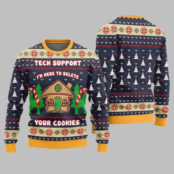 Tech Support Delete Your Cookies Ugly Sweater Christmas 2025 3