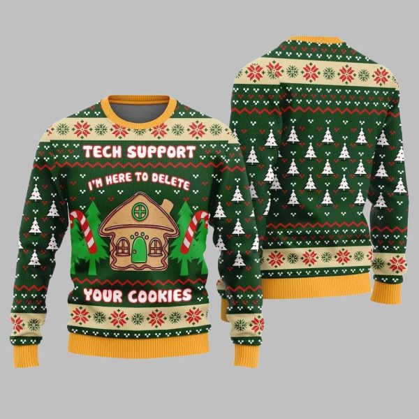 Tech Support Delete Your Cookies Ugly Sweater Christmas 2025 4