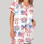 USA Coquette Bow Retro America 4th Of July Pajama Set
