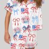 USA Coquette Bow Retro America 4th Of July Pajama Set 3