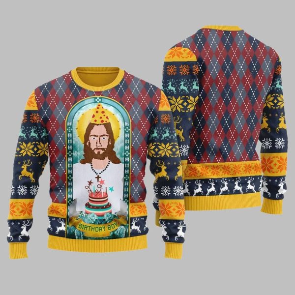 Unique Jesus Birthday Boy Ugly Sweater Christmas 2025 4