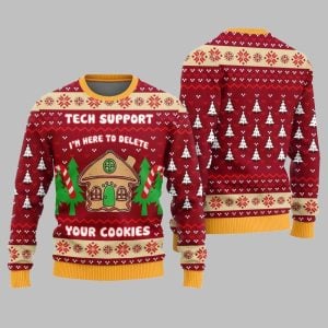 Tech Support Delete Your Cookies Ugly Sweater Christmas 2025 1