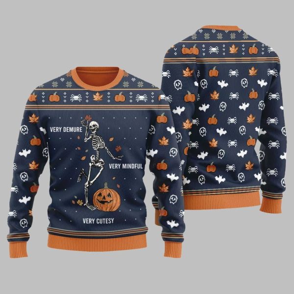 Very Demure Skeleton Ugly Sweater Christmas 2025 2