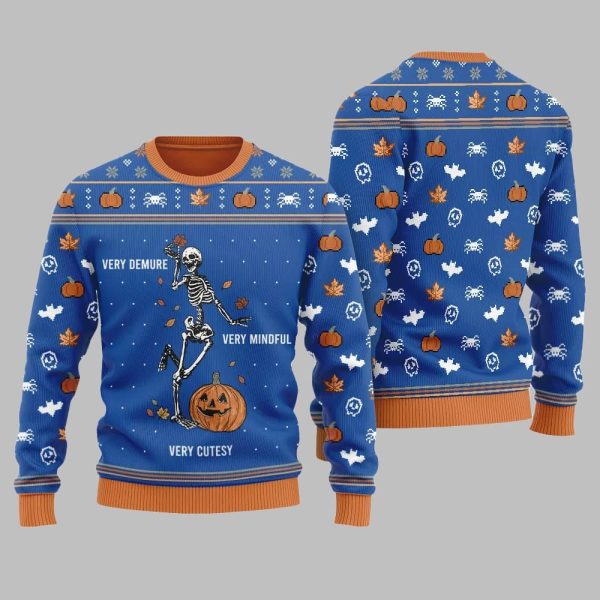 Very Demure Skeleton Ugly Sweater Christmas 2025 3