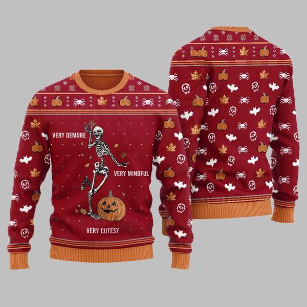Very Demure Skeleton Ugly Sweater Christmas 2025 4